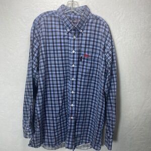 Cinch WRX Mens XXL Blue Brown Plaid Long Sleeve Button Up Shirt Casual Work Wear